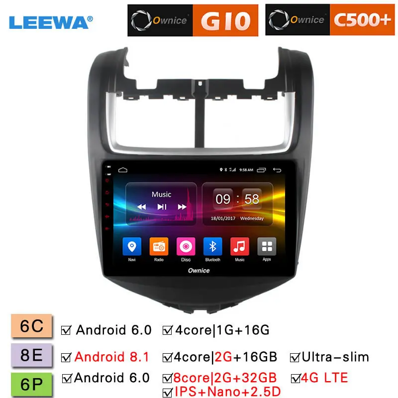LEEWA 9 "Android 8,1 8-Core/DDR3 2G/32G/Поддержка 4G LTE медиа-плеер с gps/FM RDS радио/Bluetooth для Chevrolet AVEO 2014