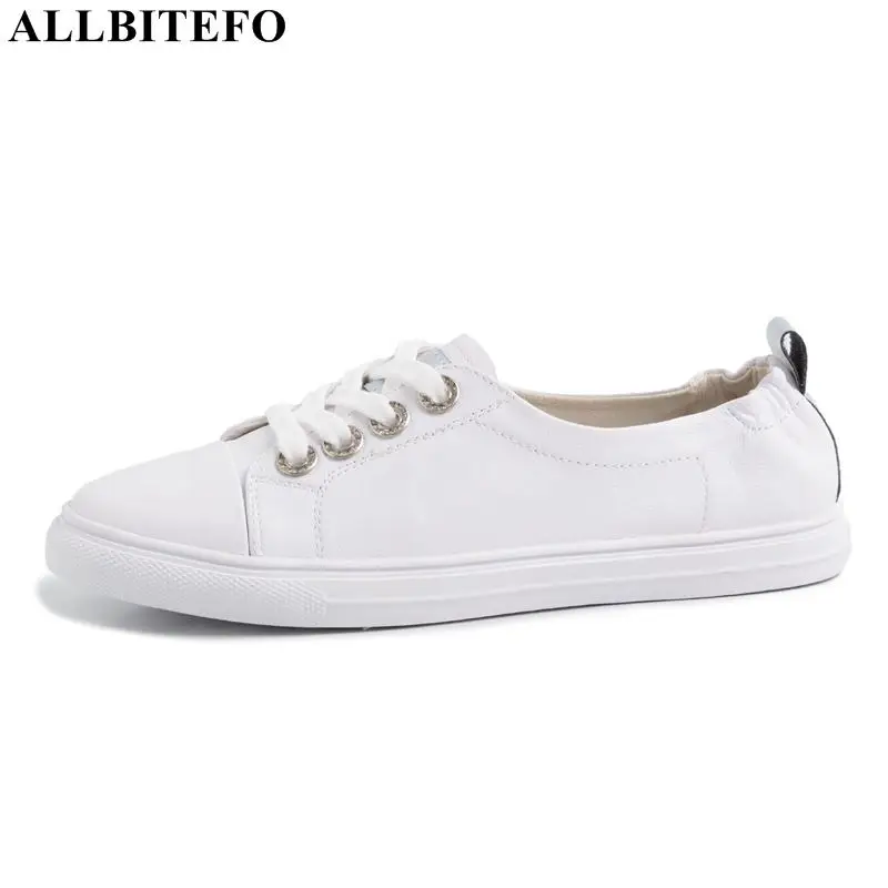 

ALLBITEFO full genuine leather comfortable women shoes high quality women flats sneakers shoes flat heel shoes women heels