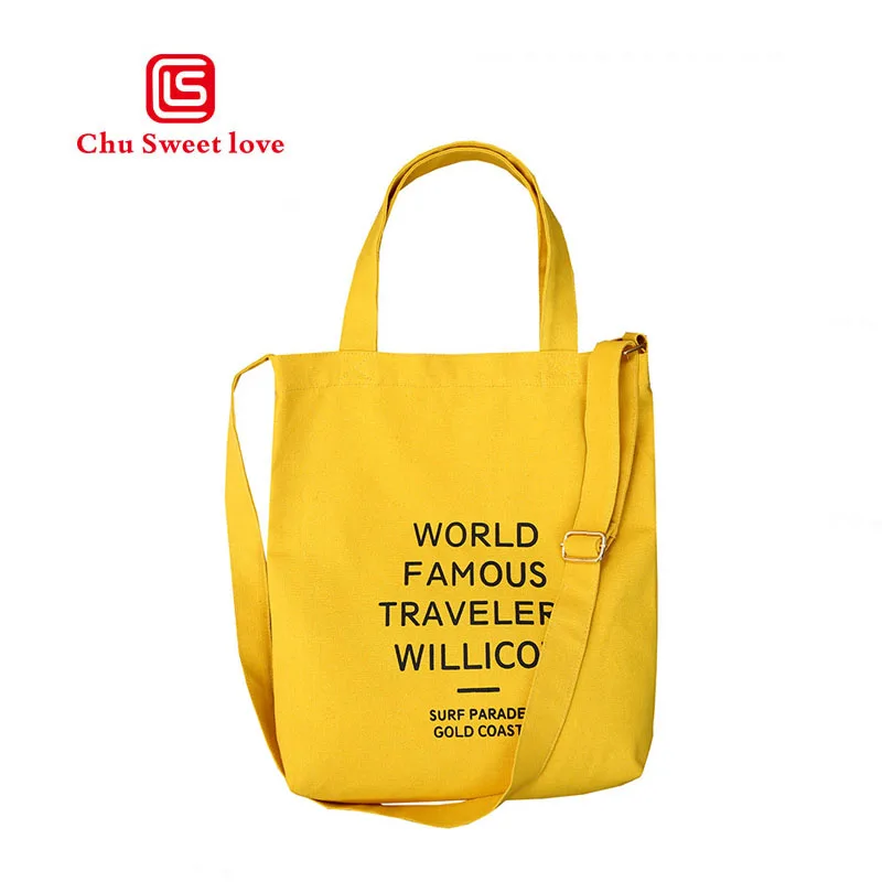 

High Quality Casual Women Canvas Handbags Reusable Grocery Bag Webshop Eco Shopping Foldable Tote Beach Student Shoulder Bags