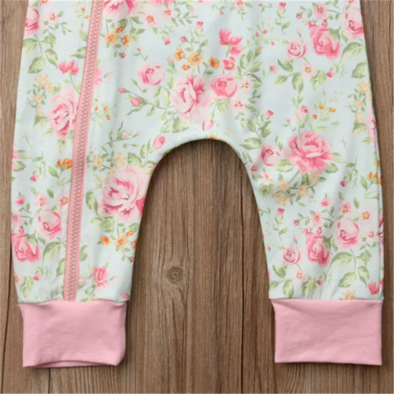 CANIS 2018 Otoño Invierno recién nacido bebé niña Floral flor con capucha diadema Zip Romper Bebe niñas mamelucos mono Ropa CANIS 2018 Otoño Invierno recién nacido bebé niña Floral flor con capucha diadema Zip Romper Bebe niñas mamelucos mono Ropa