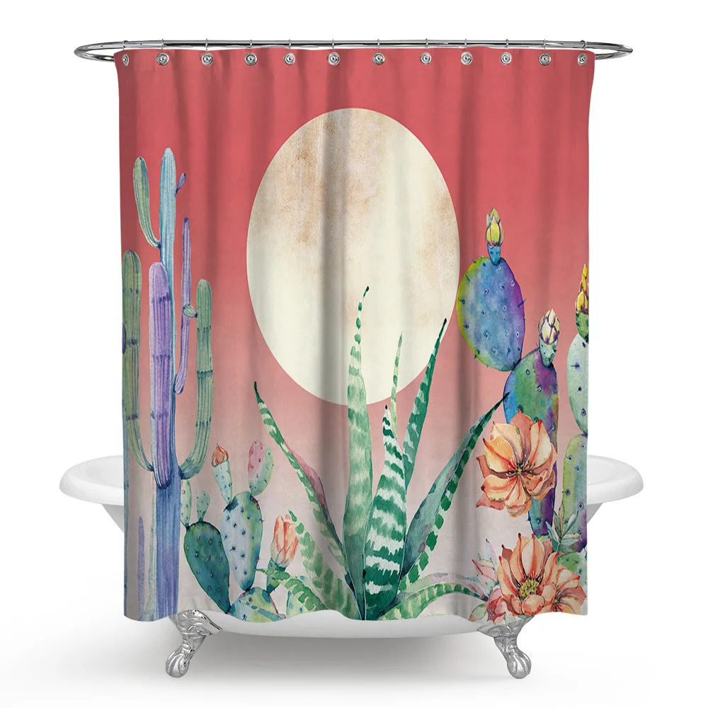 Weclean 1 Piece Colorized Cactus Succulent Plant Printed Bathroom