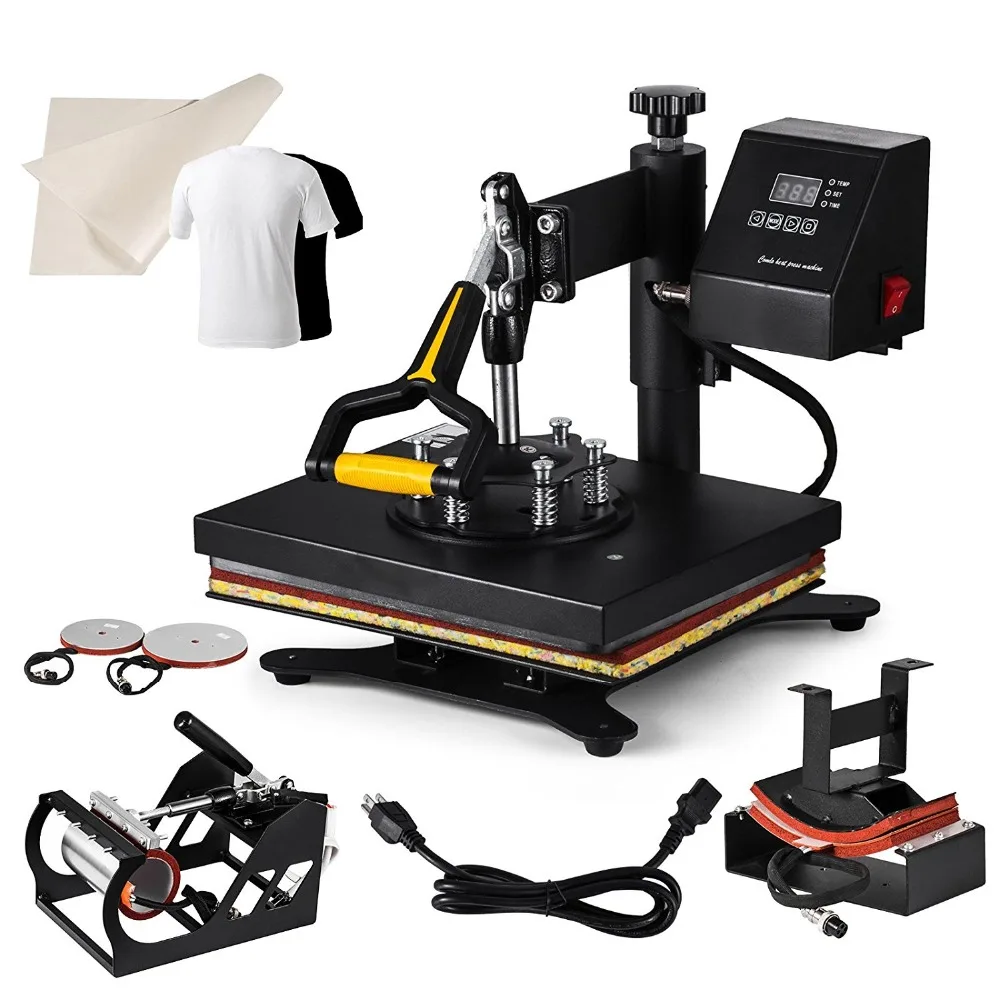 

Heat Press Machine 5 in 1 30x25cm Multifunction Sublimation Desktop Iron Baseball Hat Press 12x10" Digital Swing Away GOOD