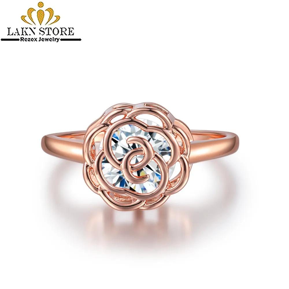 

Fashion Cubic Zirconia Cz Flower Ring For Women Crystal Rose Gold Ring Size 5 6 7 8 9 10 Engagement Gift For Couple