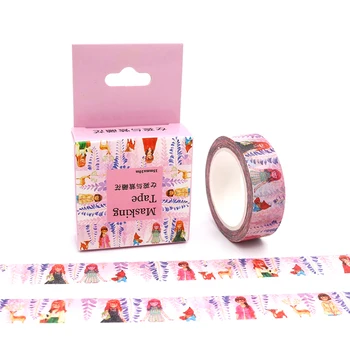 

15mm*10m Box Package Girl And Wisteria Flowers Washi Tape Adhesive Stickers Pattern Masking Tape Cheap Price Decorative Tape