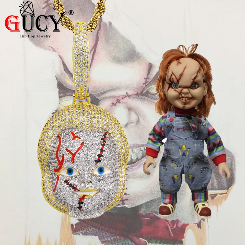 Новое ожерелье с кулоном Чаки GUCY сверкающие кубические циркониевые камни