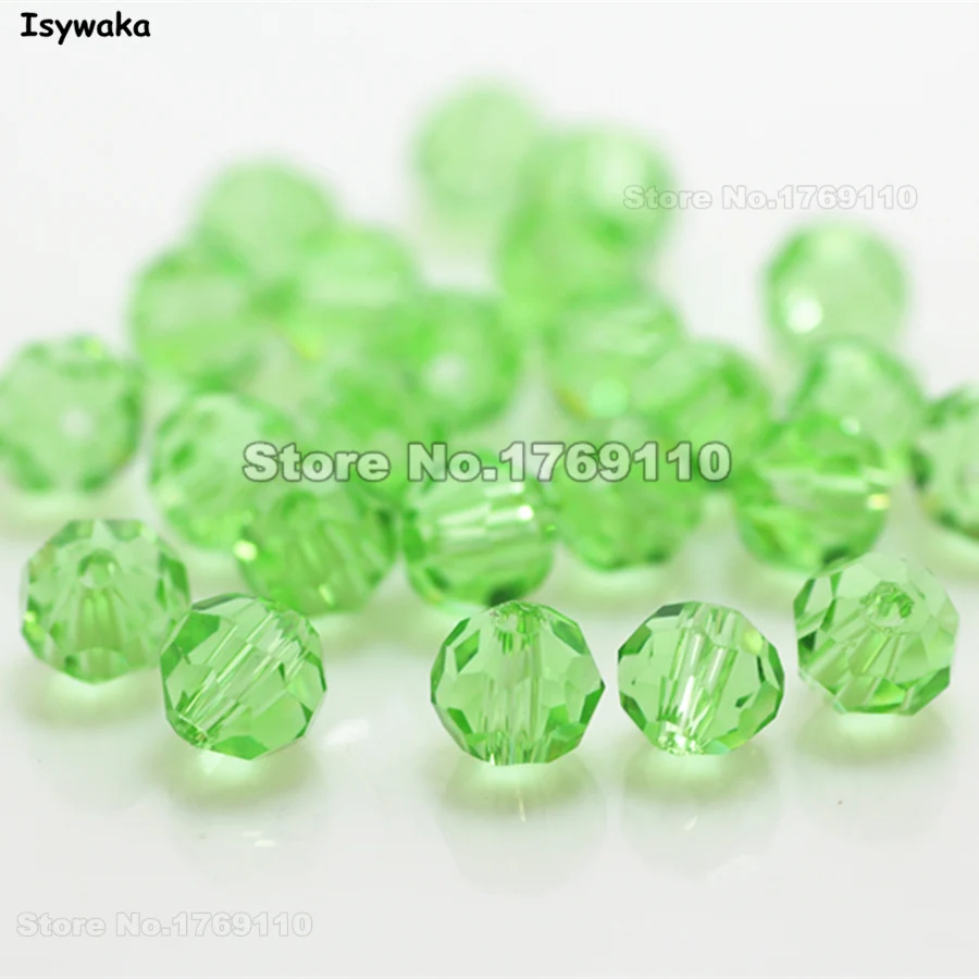 Isywaka Sale 100pcs Light Green Color Round 6mm Austria Crystal Beads