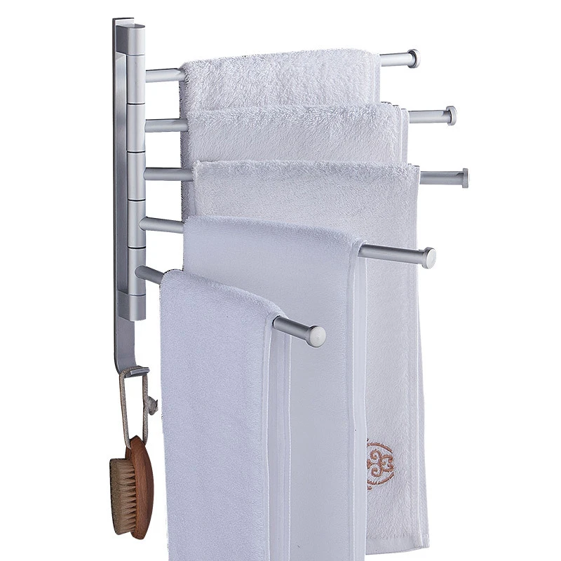 Aluminum Towel Rack Nail Free Multi Arms Hanging With Hooks Aluminum Towel Rack Nail Free Multi