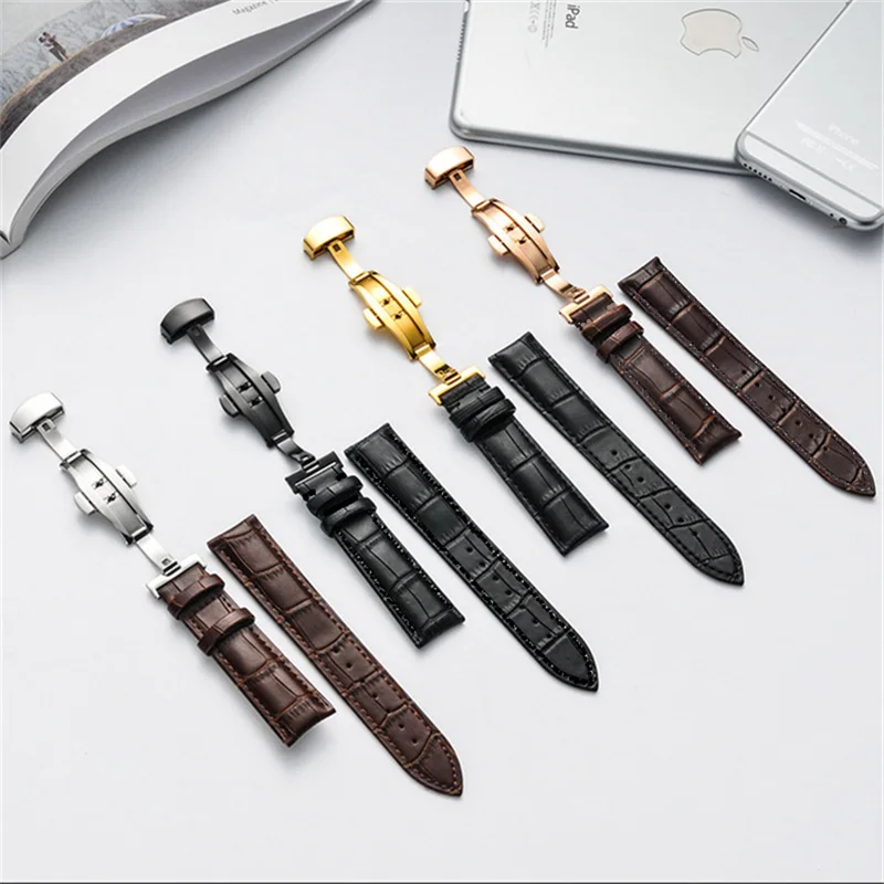 

General Watchband 14mm 16mm 18mm 19mm 20mm 21mm 22mm 24mm Calf Genuine Leather Watch Band Alligator Grain Watch Strap