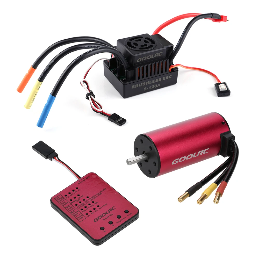 

GoolRC S3674 2650KV Sensorless Brushless Motor 120A Brushless ESC and Program Card Combo Set for 1/8 RC Car Truck