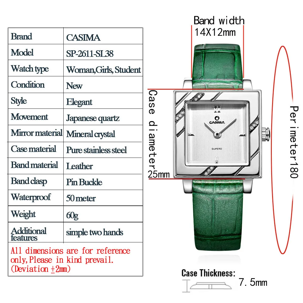CASIM 2018 Элитный бренд женские браслет часы Мода ослепительной красоты дамы кварцевые наручные часы водонепроница 2611