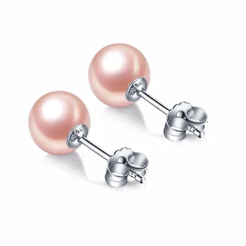 

Sinya Natural pink pearls stud earring in 925 sterling silver diameter 6-12.5mm Classical fine jewelry earring for women Mm