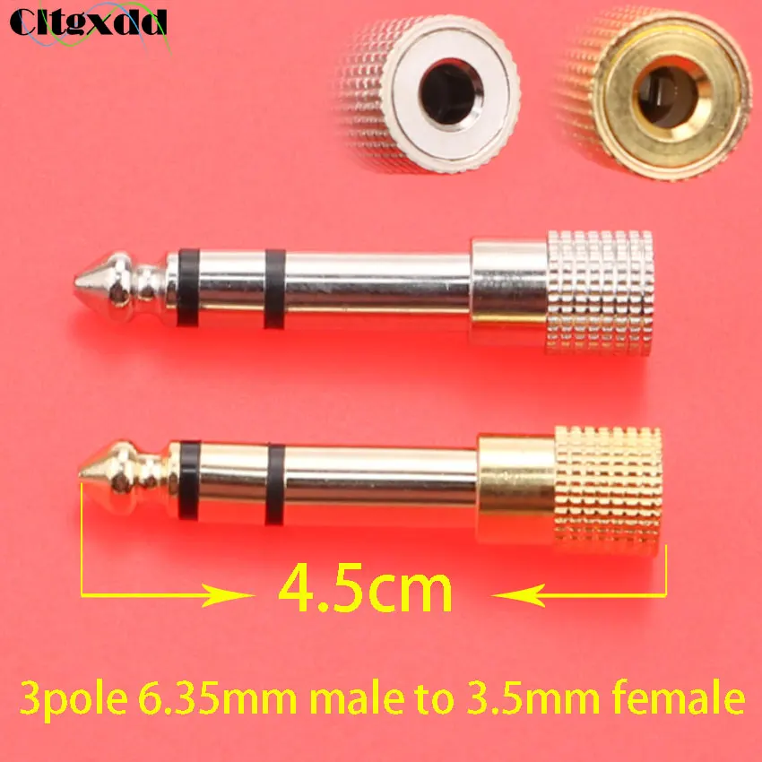 

cltgxdd 3pole 6.35mm Male Plug to 3.5mm Female jack Connector Audio Adapter Headphone Microphone AUX 6.3 mm to 3.5 mm Converter