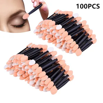 

OLOEY 100PCS Disposable Eyeshadow Brush Dual Sides Sponge Tipped Oval Eyeshadow Applicators Eye Shadow Makeup Brushes - Black