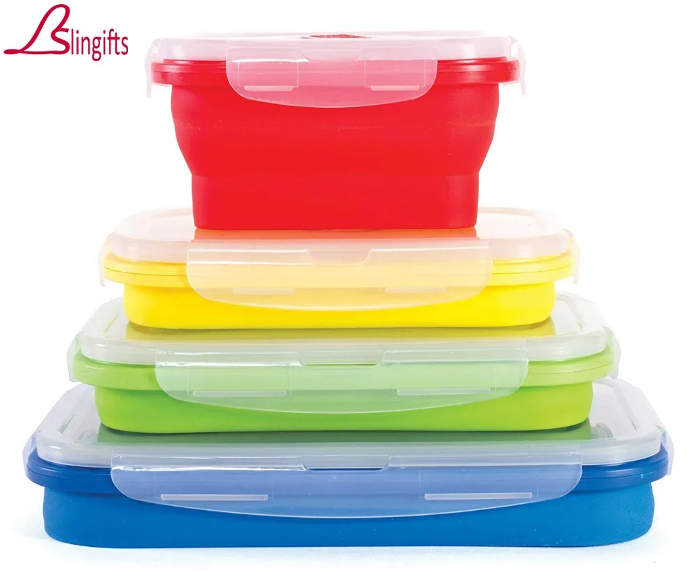 

Slingifts Silicone Silicone Bento Box Portable Bowl Colorful Folding Food Container Lunch box 350/500/800/1200ml Eco-Friendly