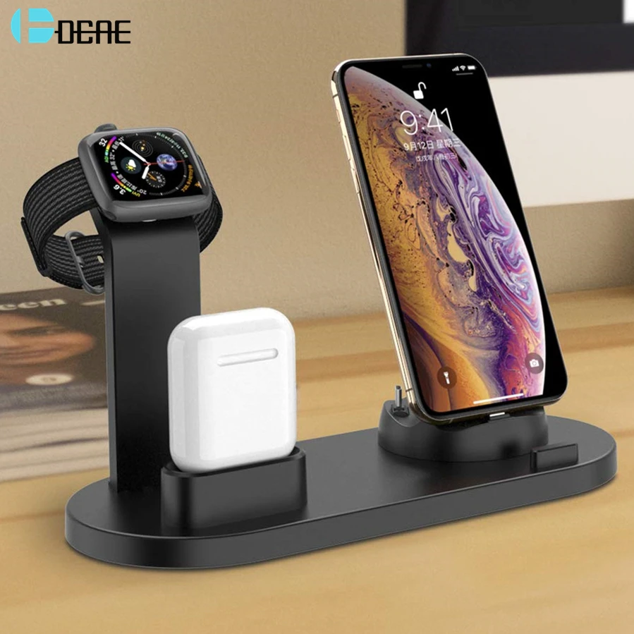 

DCAE 3 in 1 Fast Charging Dock Station For iPhone XR XS Max 8 7 6s Plus Samsung S10 S9 USB Charger for Apple Watch 2 3 4 AirPods