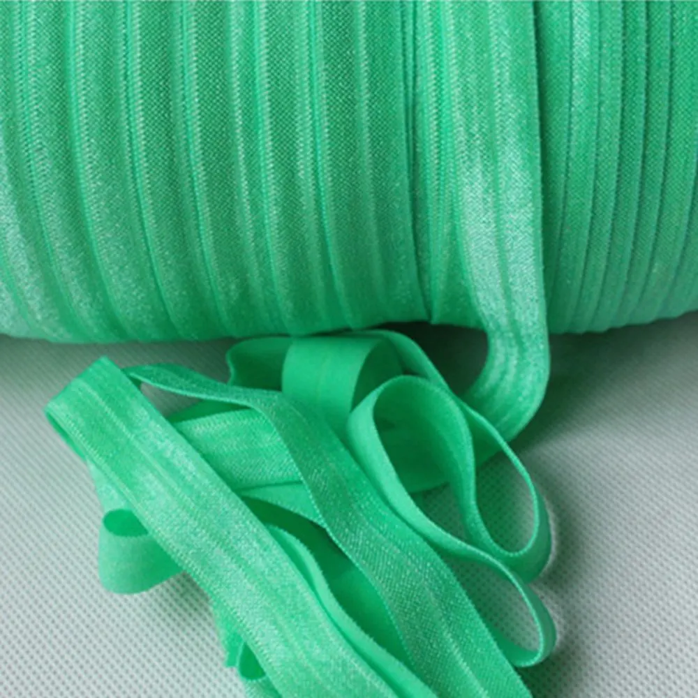 

Wholesale foe 50 yards per roll solid foe elastic ribbon kids hair tie for garment accessories #530 mint