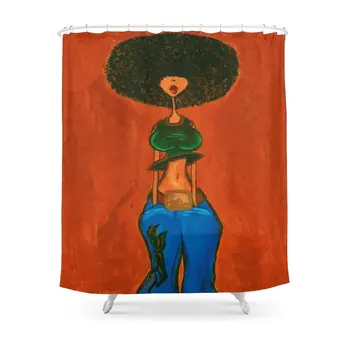 

AfroCentric Shower Curtain Waterproof Polyester Fabric Bathroom Decor Multi-Size Printed Shower Curtain with 12 Hooks