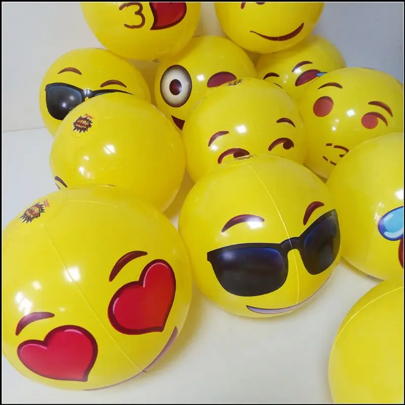 New 12pcs 12" Emoji Inflatable Beach Balls Beach Toy Ball Inflatable Bouncers Kids Toyin