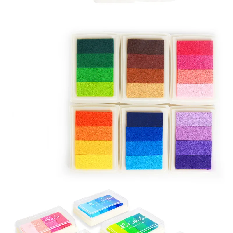 4 цвета, краска для пальцев, градиентный цвет, сделай сам, чернильный коврик, резиновый штамп, печать на масляной основе, подарок для штамп для детей, игрушки для рисования