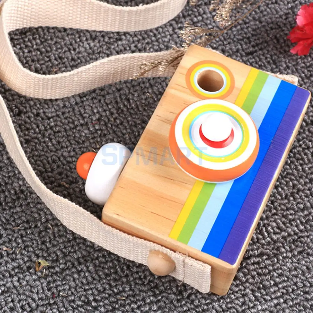 Kids Wooden Camera Toy Mini Cute Kaleidoscope Camera Kids Room Decor Christmas Birthday Gifts