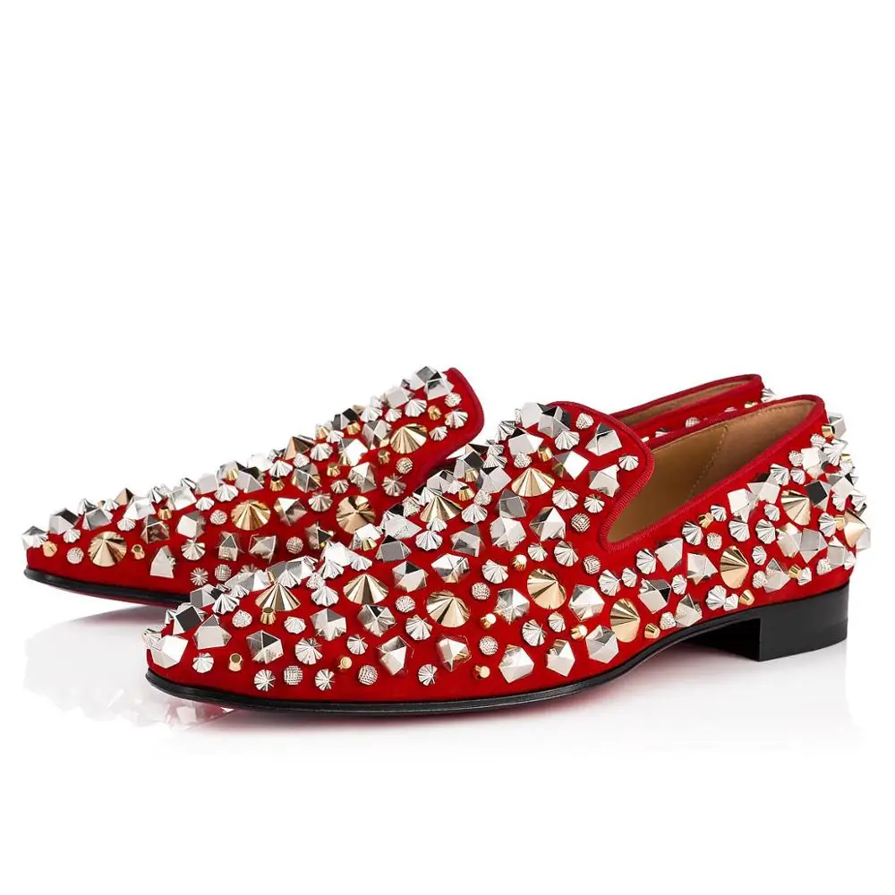 red studded loafers
