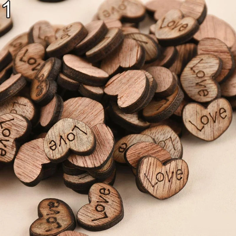 

100pcs/ Wooden Love Heart Shapes Laser Blank Embellishments Craft Card Decor Scrapbooking Craft Cards Wood Craft Decoration