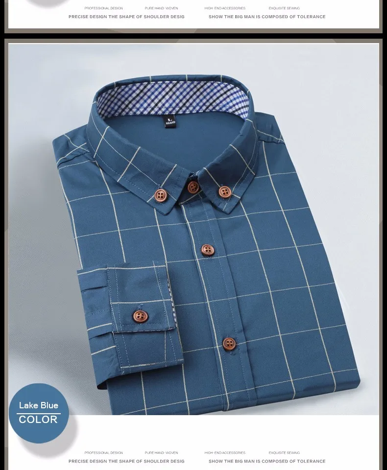 2019 осень Бизнес Для мужчин платье Модная клетчатая хлопковая рубашка с длинными рукавами Для мужчин высокое качество Для мужчин s рубашки