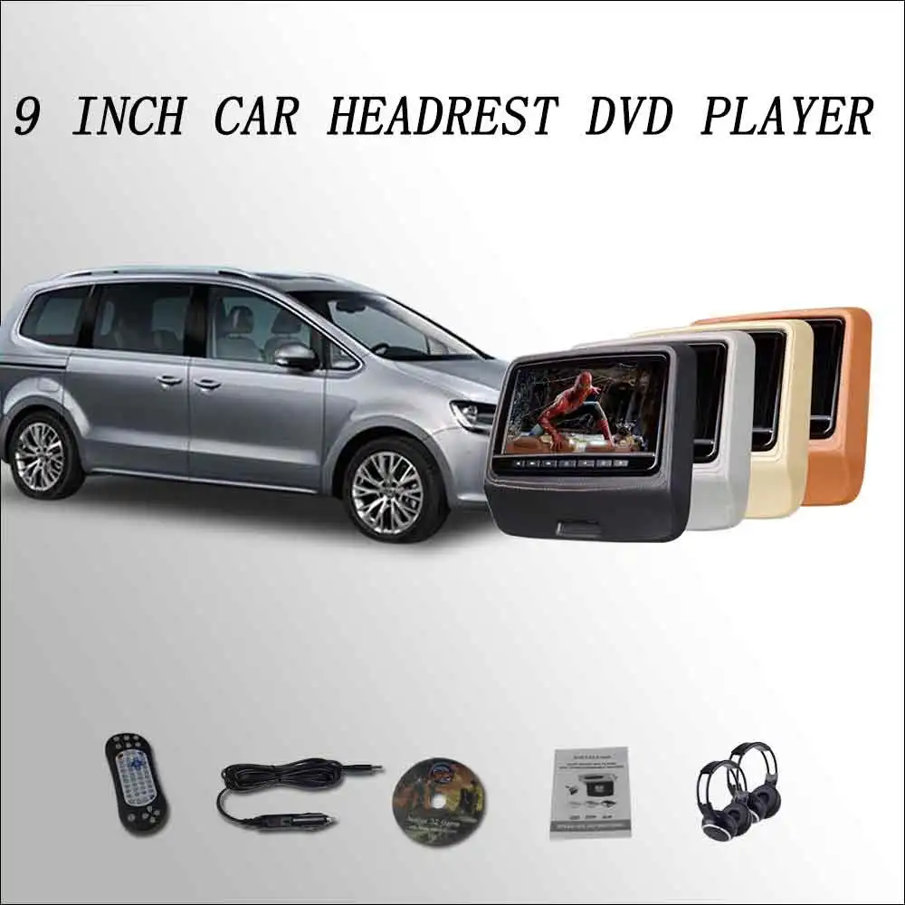 

BigBigRoad For Sharan Car Headrest Monitor digital LCD screen 2*9" DVD player with USB / SD / IR / FM / SPEAKER / GAME / HDMI