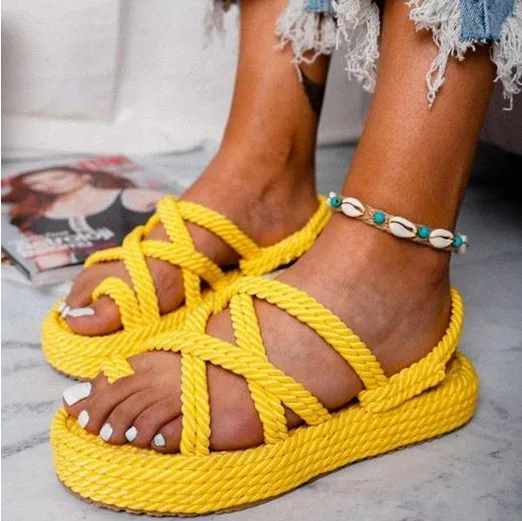 

Summer Sandals Flip Flops 2019 New Summer Fashion Rome Slip-On Breathable Non-slip Shoes Casual Wedge Sandals Zapatos De Mujer
