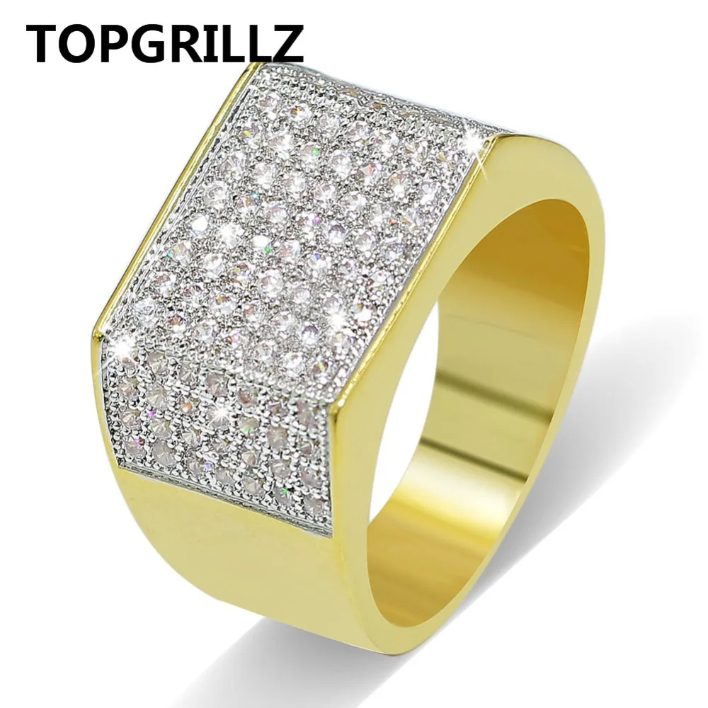 TOPGRILLZ хип-хоп шикарные кольца все Iced Out Real Micro Pave CZ AAA крутые мужские и женские пара Золотое и Серебряное кольцо в стиле хип-хоп