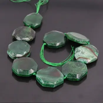 

15.5"/strand Green Dragon Veins Agates Faceted Slab Nugget Loose Beads,Natural Onxy Stone Gems Slice Pendant Jewelry Supplier
