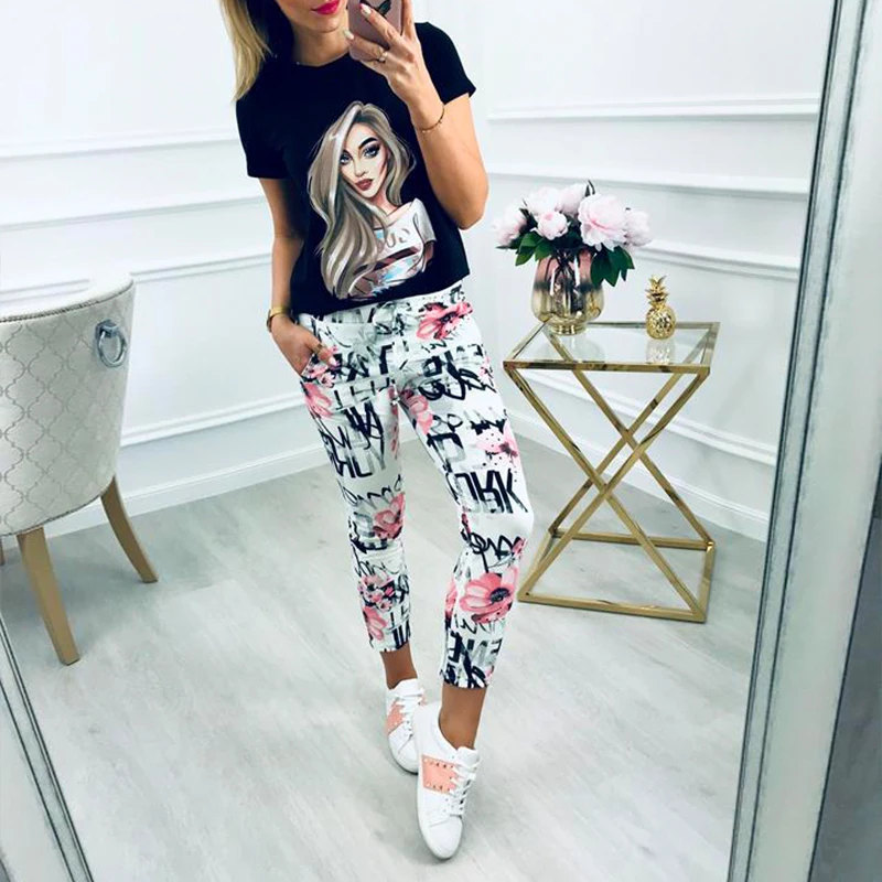 2019New Elastic Printed Pencil Pants, Women's Pants Increased Size Tight Pants S-3xl 2019New Elastic Printed Pencil Pants, Women's Pants Increased Size Tight Pants S-3xl