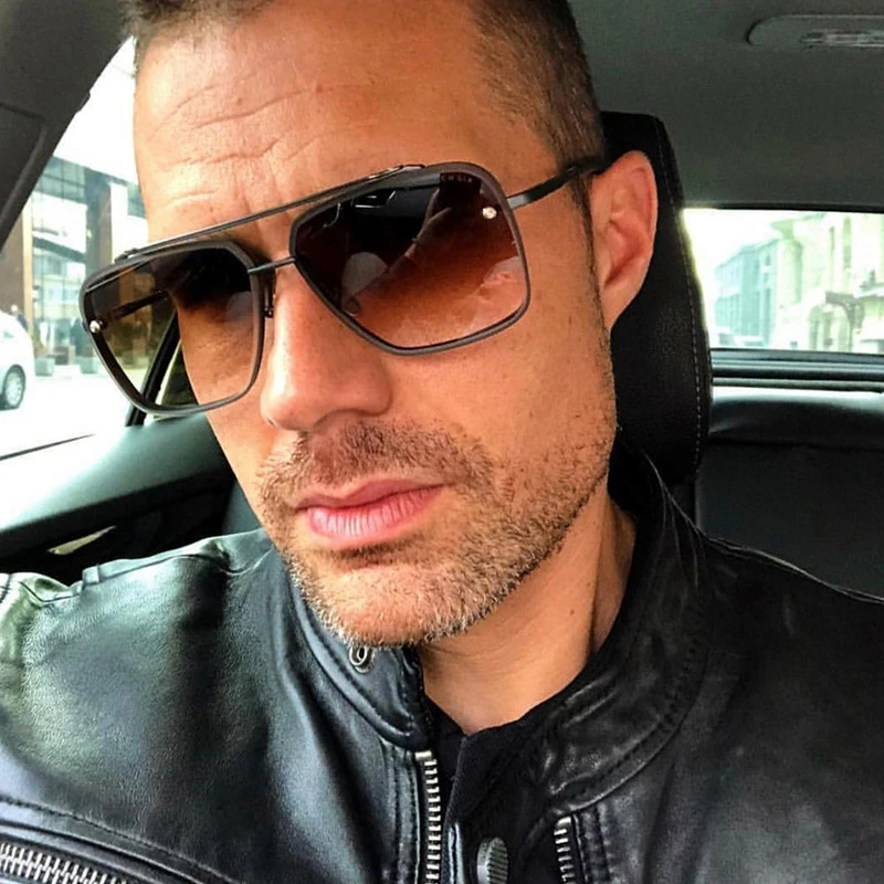 

XYKGR new ladies square sunglasses men's brand designer black frame gold frame classic glasses men's fashion sunglasses UV400