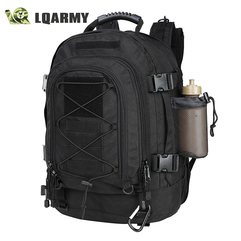 

LQARMY Military Tactical Assault Backpack 3-Day Expandable Backpack Extreme Water Resistant Molle Rucksack for Outdoors (Black)