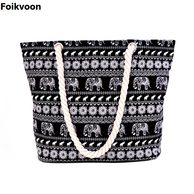 

Foikvoon High quality Women's Bag Canvas Handbags Fashion Large Beach Bags Shoulder Bag many styles to choose drop shopping