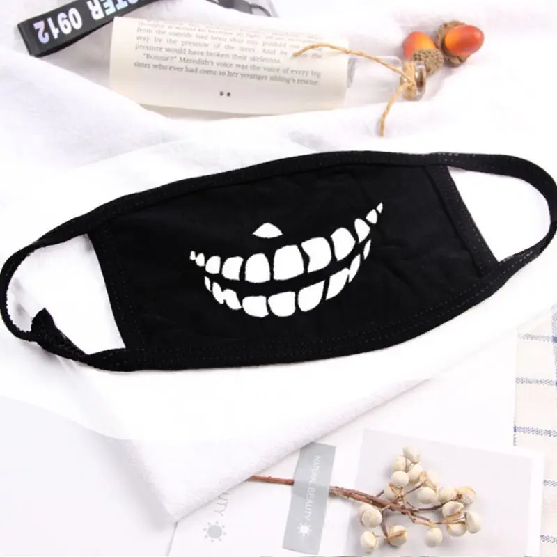 Моющиеся открытый маска для лица унисекс хлопок дышащий мультфильм Зубы Печатных рот маска