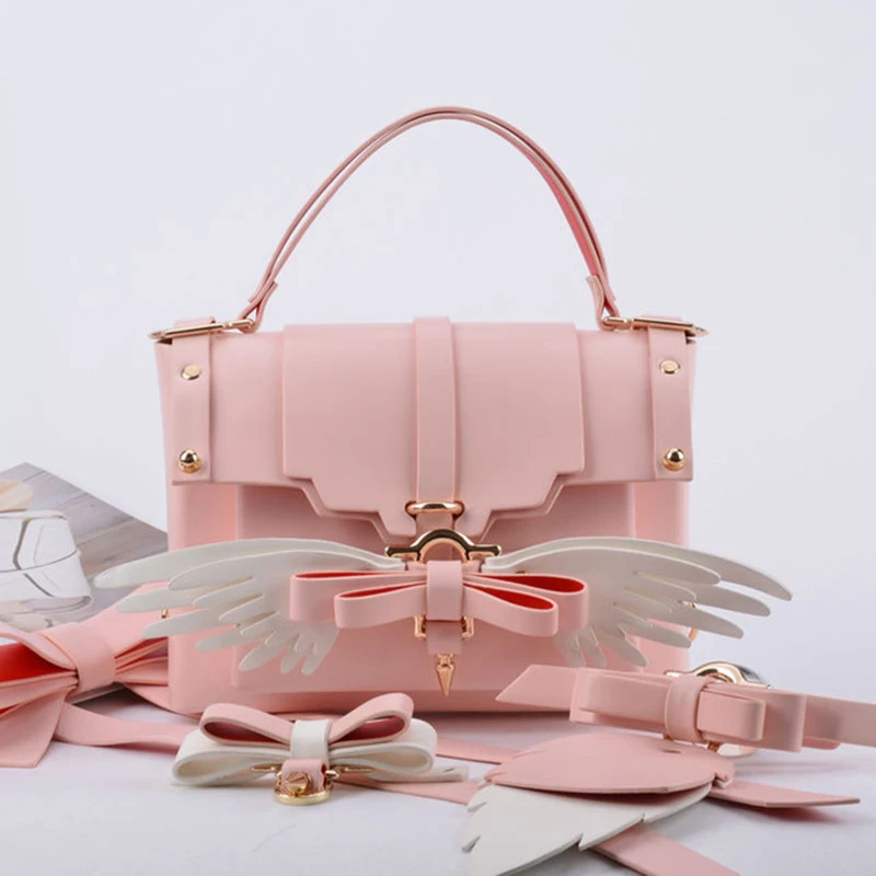 BXJZHTLRZK الشتاء الملاك الجناح حقيبة فتاة شابة الوردي الحلوى اللون فراشة نوعية جيدة Crossbody حقيبة صغيرة مربع رفرف حقيبة كتف