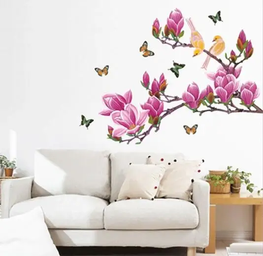 Бесплатная доставка съемный цветок домашний декор наклейки на стену Chaste magnolia
