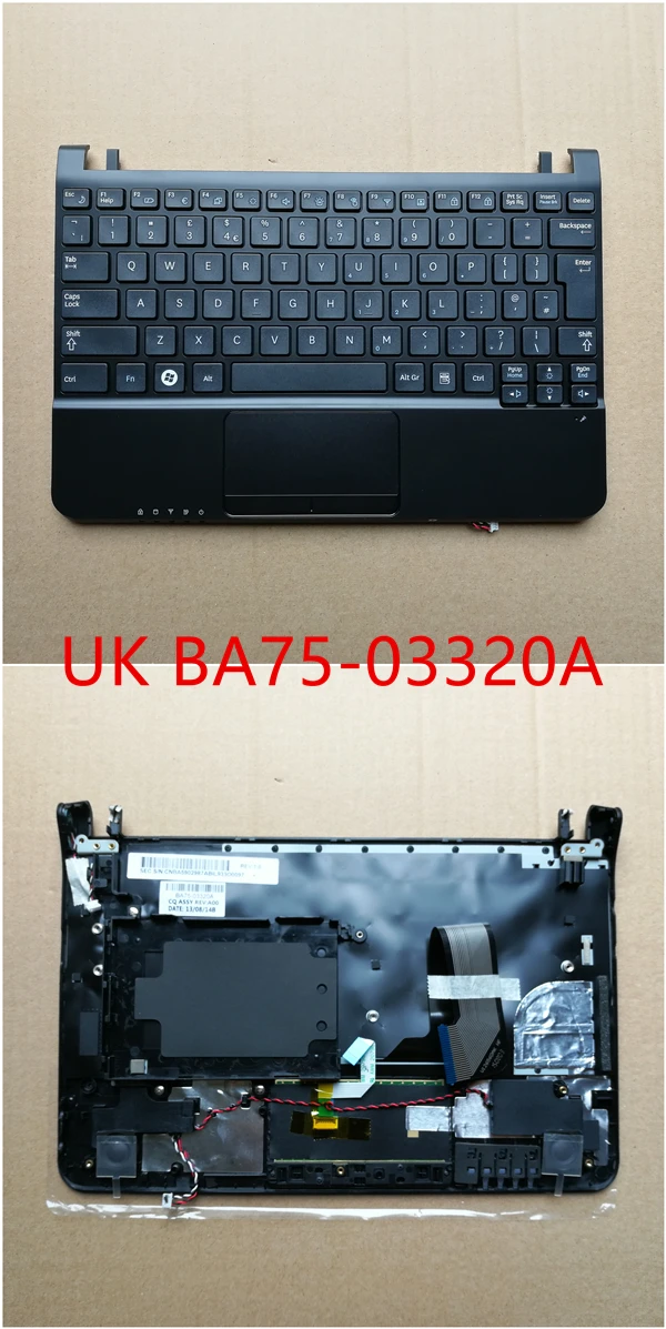 

UK new laptop keyboard with touchpad palmrest for samsung NC110 NC210 BA75-03320A