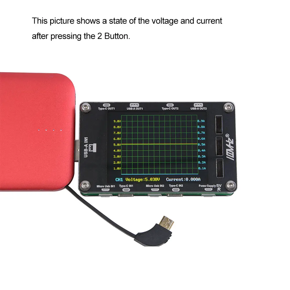 JC 100MHZ T50N двойной тест напряжения и тока USB er Таблица емкости с USB тестовым кабелем