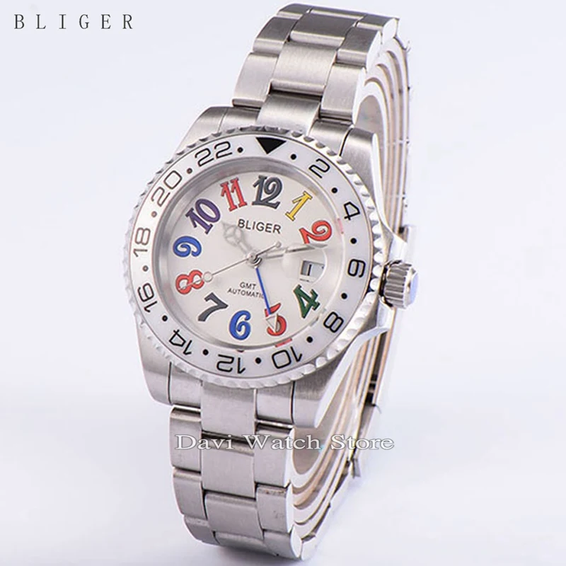 

40mm Bliger Date Day Ceramic Bezel GMT Luminous sapphire Automatic Watch