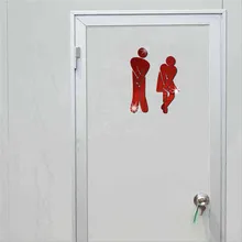 DIY 3D зеркальная дверь стикер Знак входа в туалет наклейки для туалета и ванной для дома отель офис туалетных дверей украшения