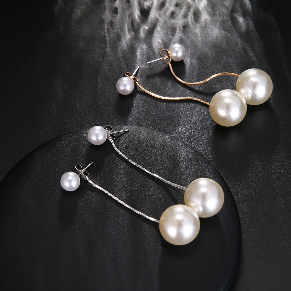 Long Tassel Pendant Dangle Earrings 2020 For Women Irregular Imitation Pearl Shell Drop Earring Gold Color Fashion Jewelry