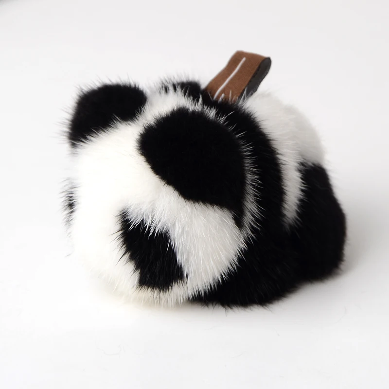 Подлинная Мода из мягкой натуральной норки меховой брелок Panda кольцо подарок