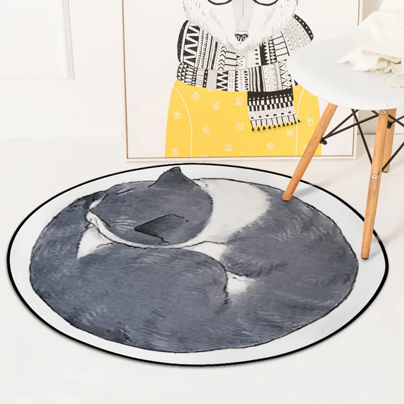 Zeegle Cat Painting Soft Round Carpet For Kids Room Area Rug For Living Room Anti-slip Baby Crawling Mats Table Chair Floor Mats Zeegle Cat Painting Soft Round Carpet For Kids Room Area Rug For Living Room Anti-slip Baby Crawling Mats Table Chair Floor Mats