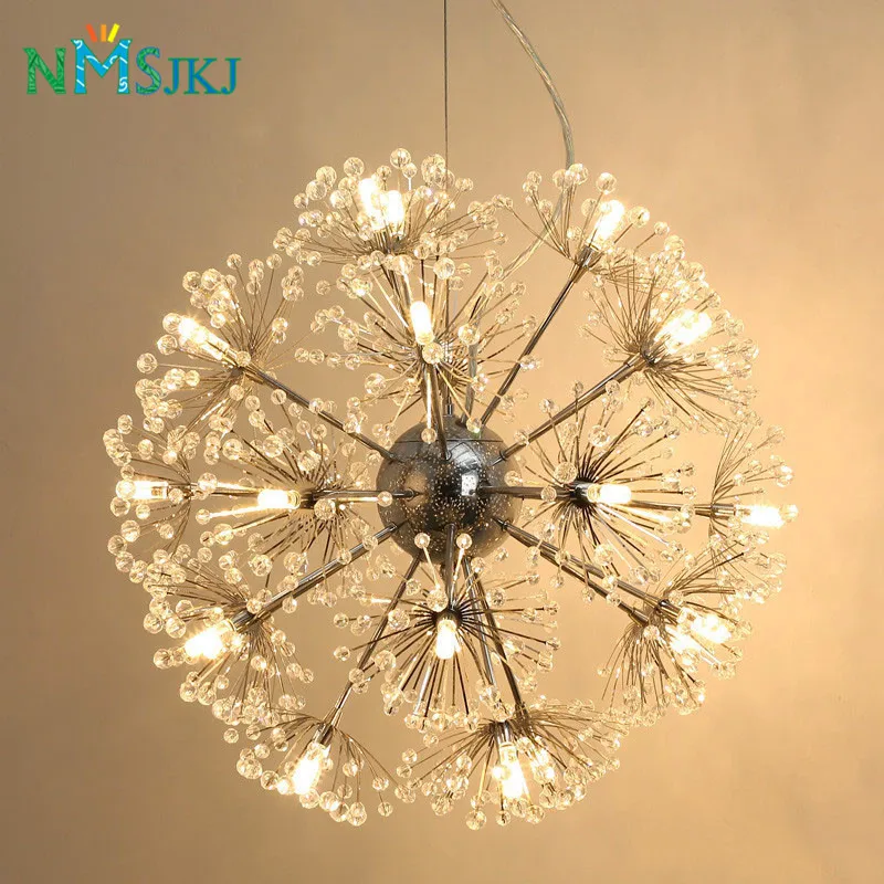 

Modern Dandelion Design G4 Crystal Chandelier Lighting for Dining Room Kitchen Bedroom Entryway Diameter50cm Height150cm