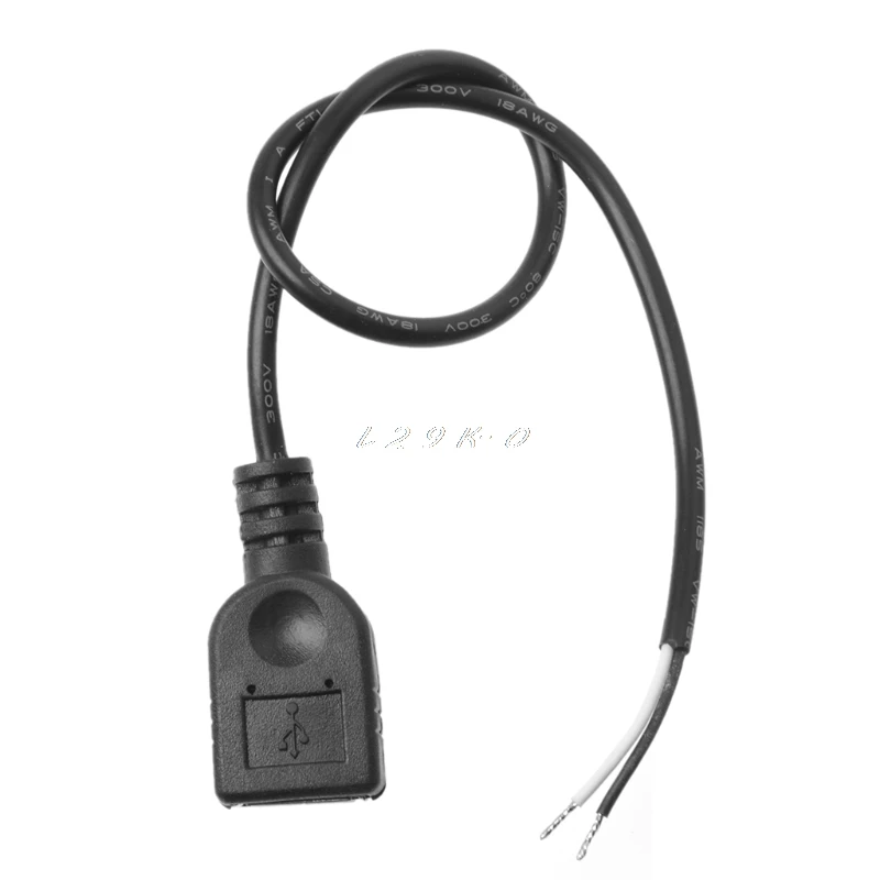 1 шт. USB 2,0 гнездовой разъем 2 Pin 2 провода кабель для зарядки Шнур Разъем DIY 30 см