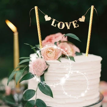 

1 Set New Arrival Love Flag Wedding Cake Topper Set for Wedding Party Decoration Cake Decor Supplies