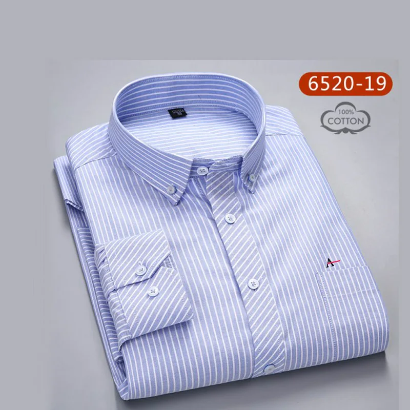 DUDALINA 2019 أعلى القطن جودة جديد قمصان رجالي Aramy Camisa أكسفورد التطريز طويلة الأكمام مخطط منقوشة فستان كاجوال قميص