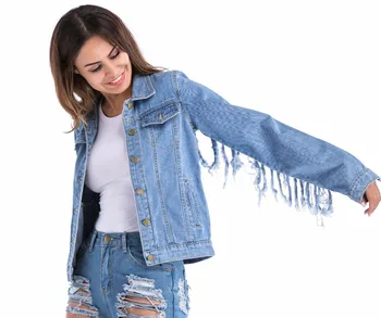 

Spring Denim Jackets Women Female 2018 Fashion Coat Trendy Personalized Tassel Jean Jacket Plus Size 5Xl Casual Streetwear z30